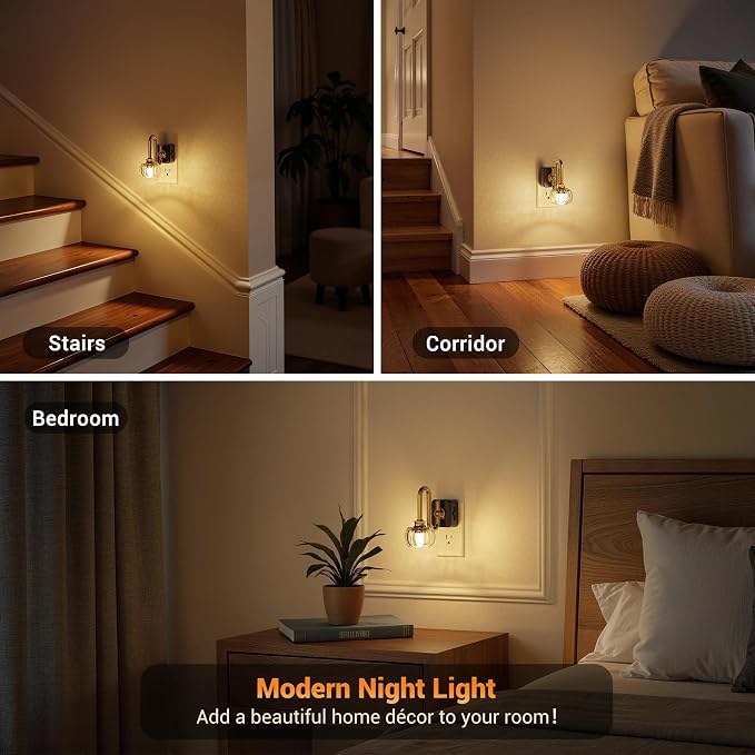 JandCase Night Light, Night Lights Plug into Wall, Glass LED Nightlight - Image 5