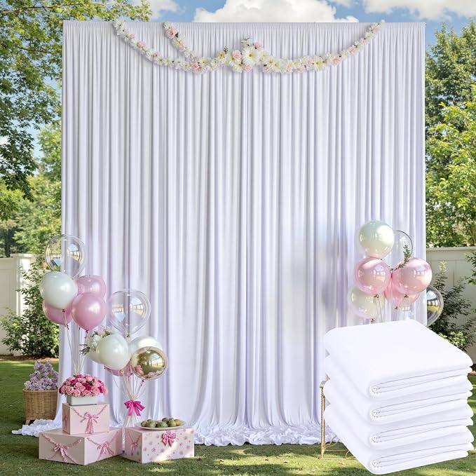 20ft x 14ft Wrinkle Free White Backdrop Curtains - Image 2