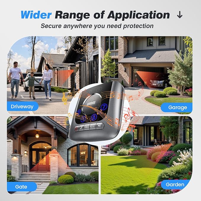 Solar Driveway Alarm Wireless Outside 1/2 Mile Long Range, 3 Sensitivity & - Image 2