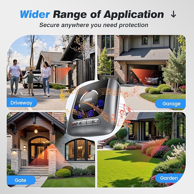 Solar Driveway Alarm Wireless Outside 1/2 Mile Long Range, 3 Sensitivity & - Image 2