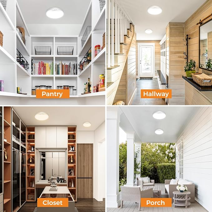 Slochi 2Pack Motion Sensor Ceiling Light Wired, 3000K/4000K/6500K Motion Sensor - Image 5