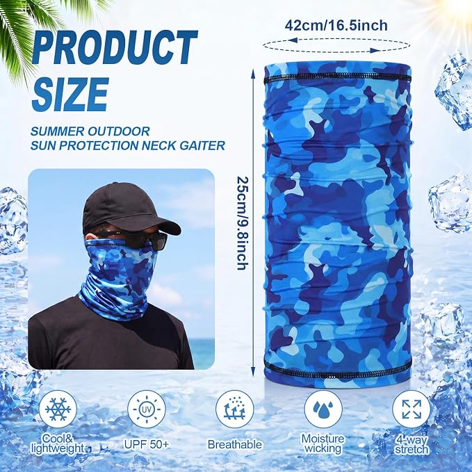 Geyoga 6 Pieces Summer UV Protection Cooling Neck Gaiter Face Clothing Neck - Image 2