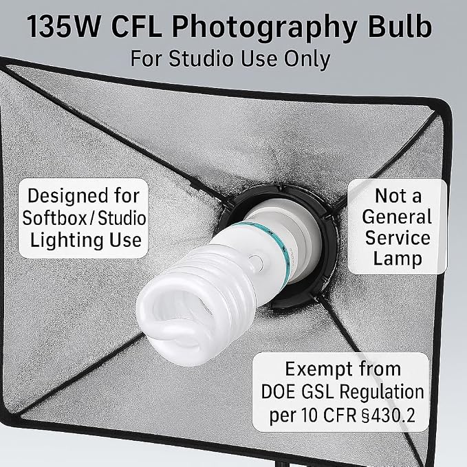 135W Light Bulb 5500K CFL Daylight Spiral Softbox Lighting Kit Bulb in E27/E26 - Image 5