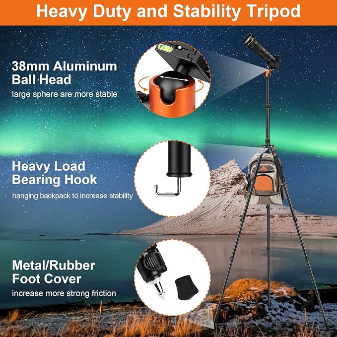 JOILCAN Tripod for Camera, Heavy Duty Travel Tripod for Binoculars Spotting - Image 4