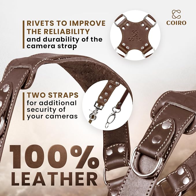 C Coiro Dual Camera Harness Shoulder Leather Camera Strap - Image 3