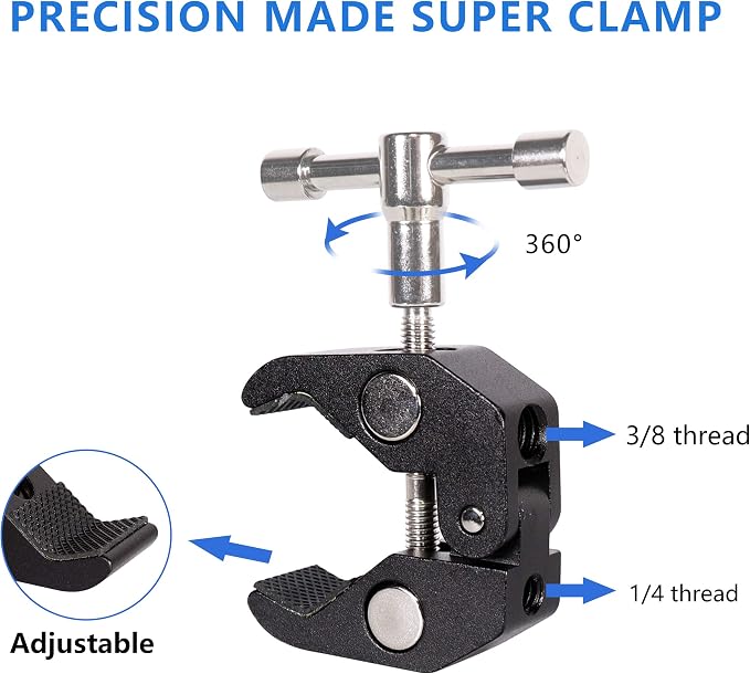Cool Dual Ball head Magic Arm Adapter Camera Clamp Mount Super Clamp - Image 6