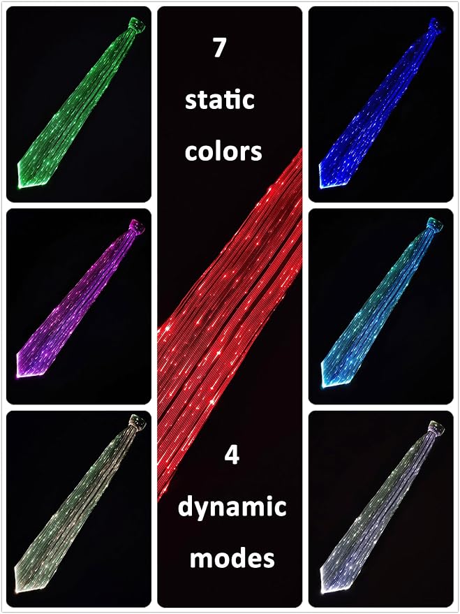 LED Neck Ties for Men Party Fiber Optic Light Up Necktie Bar Rave Funny Glow - Image 2