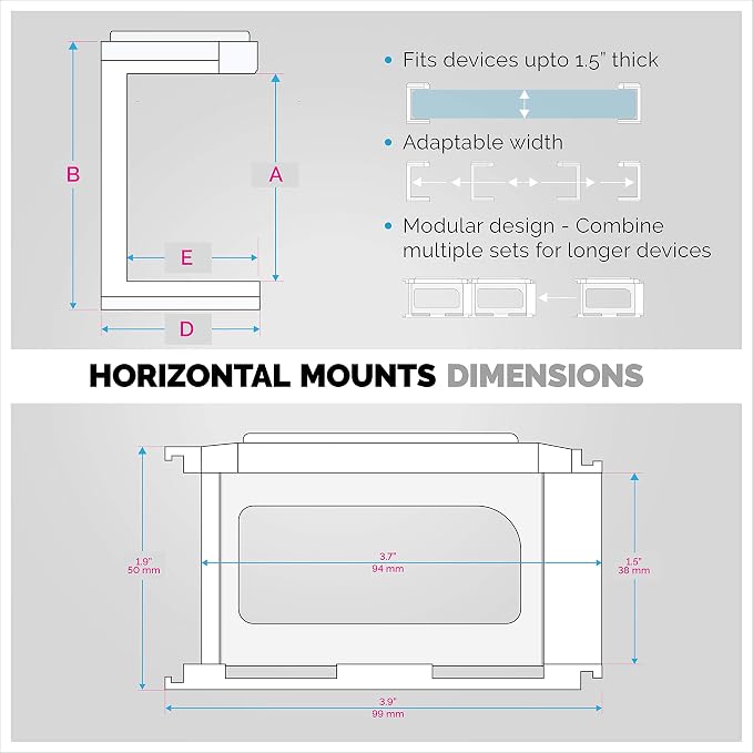 Screwless 1.5" Wide Horizontal Cable Box Mount, Streaming Media Devices & More - Image 3