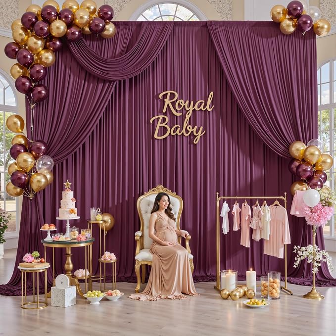 50ft x 12ft Burgundy Backdrop Curtains - Image 3