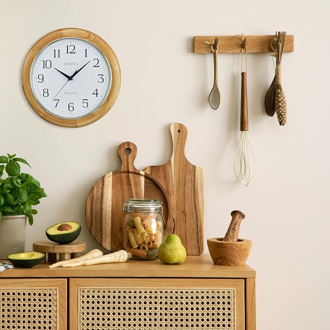 Bulova C5005 Wooden Atomic Analog Wall Clock | Automatically Sets Time | Large - Image 6