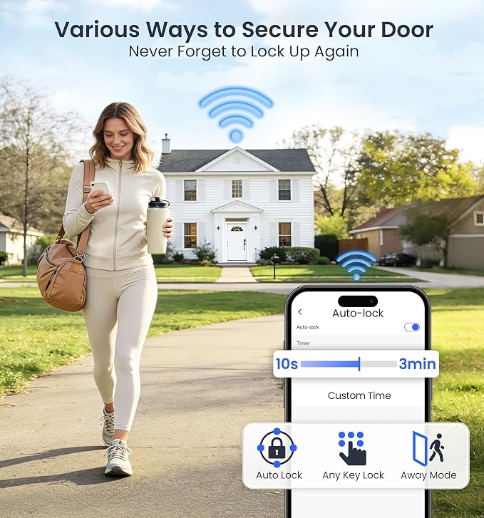 Veise VE012W Built-in WiFi Fingerprint Smart Lock, App Remote Control, - Image 7