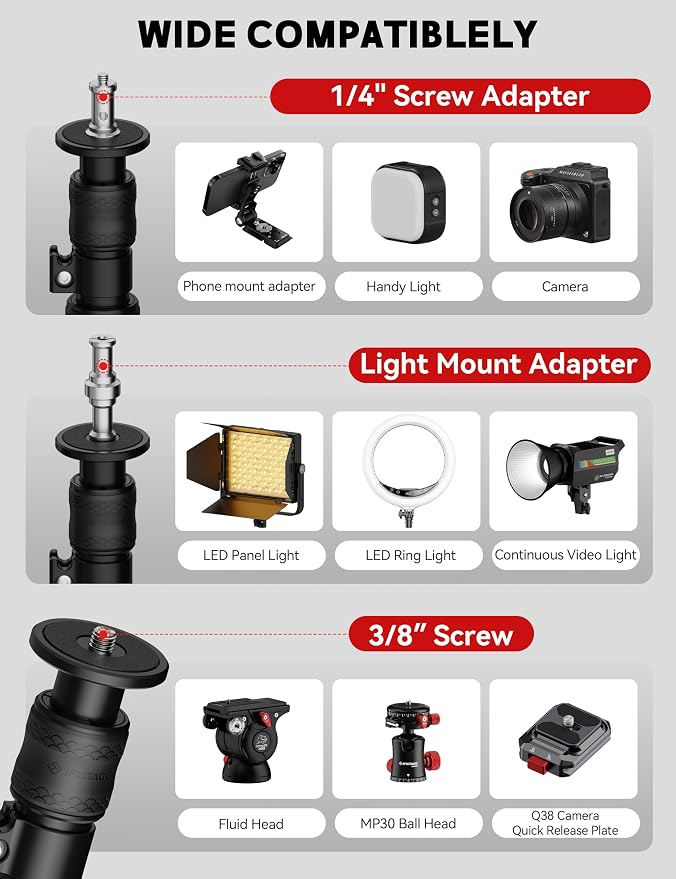 iFootage A500 Heavy Duty Round Base Light Stand, Space-Saving Tripod Alternative - Image 5