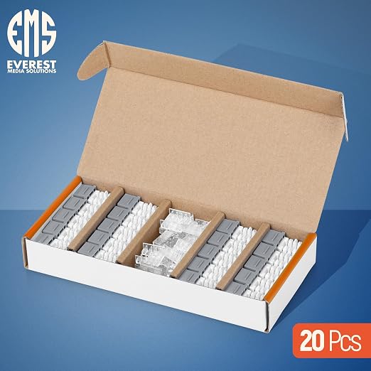 Everest 90° Angled RJ45 Cat6A Keystone Jacks 20-Pack in Gray - Image 2