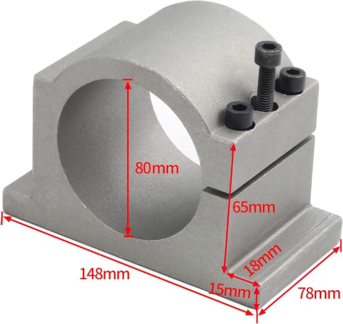 RATTMMOTOR 80mm CNC Spindle Motor Clamp Mount Bracket Support Cast Aluminium - Image 2