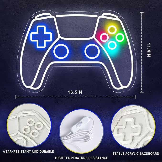 Gamer Neon Sign, Gamepad Shaped LED Neon Sign - Image 2