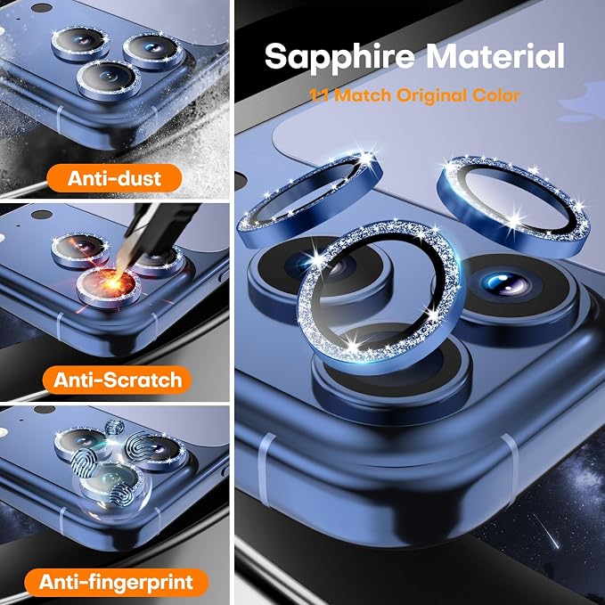 for iPhone 15 Pro/15 Pro Max Camera Lens Protector, Tempered Glass Screen - Image 3