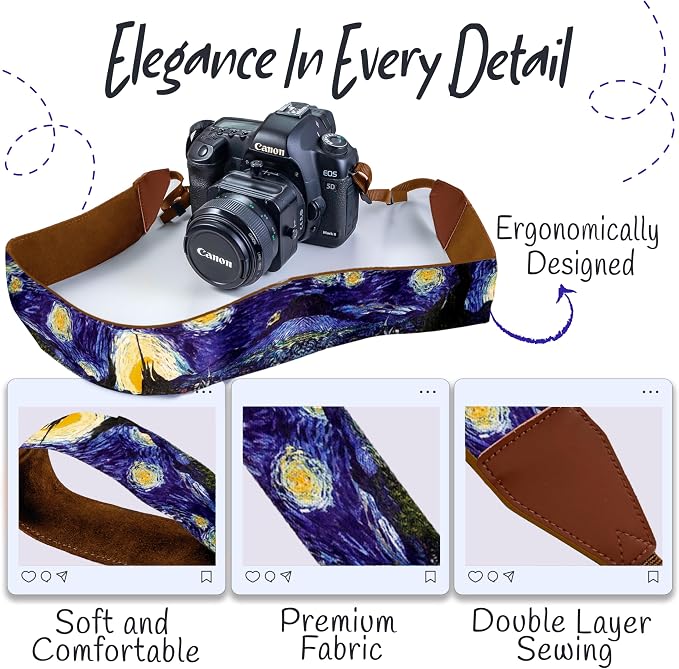 Camera Strap, Vintage Embroidered Neck Shoulder & Crossbody Camera Strap - Image 3