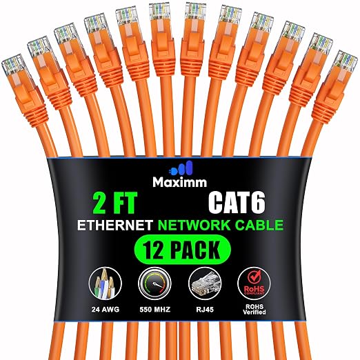 Maximm Cat 6 Ethernet Cable - 2 ft - High-Speed LAN by MaximmCable