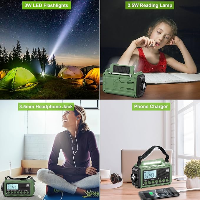 Raynic Emergency Radio, 12000mAh/44400mWh Battery Operated Weather Radio - Image 3