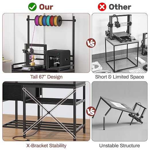 3D Printer Stand with Filament Storage – Tall 66" Heavy Duty Metal 3D Printer - Image 6