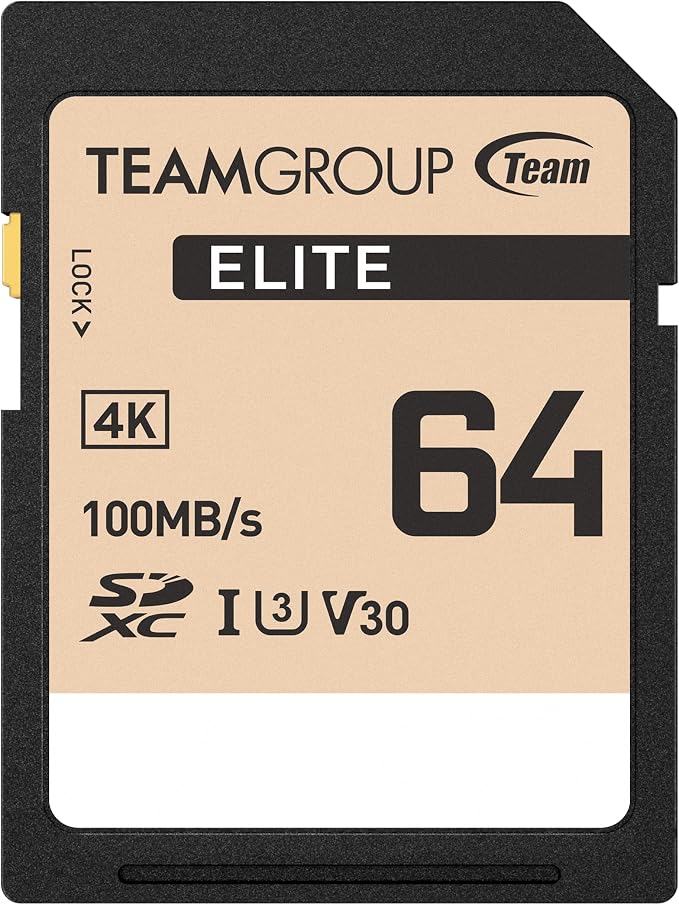 TEAMGROUP Elite 64GB UHS-I U3 V30 UHD Read Speed up to 100MB/s SDXC High Speed by TEAMGROUP
