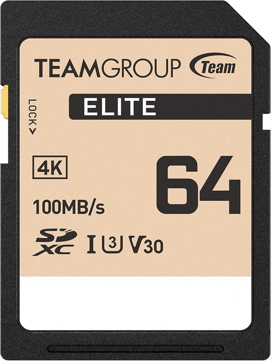 TEAMGROUP Elite 64GB UHS-I U3 V30 UHD Read Speed up to 100MB/s SDXC High Speed by TEAMGROUP
