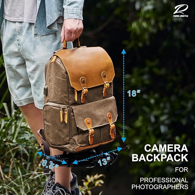 Padwa Lifestyle Khaki Camera Backpack - Image 6