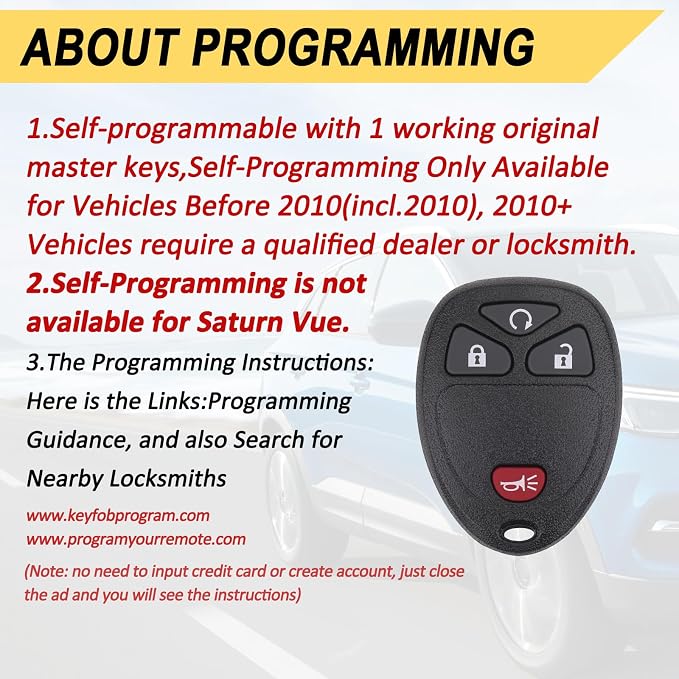 Vurkcy Key Fob Keyless Entry Remote Compatible - Image 3