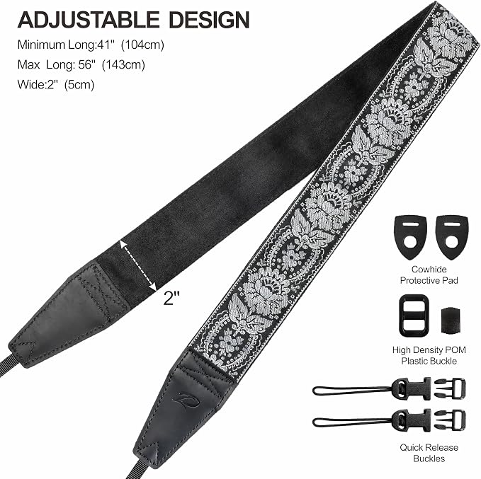 Padwa Lifestyle Gray Flower Camera Strap - Image 6