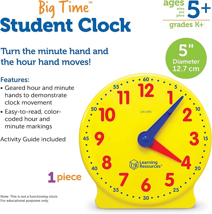 Learning Resources Big Time Student Clock, Teaching & Demonstration Clock - Image 6
