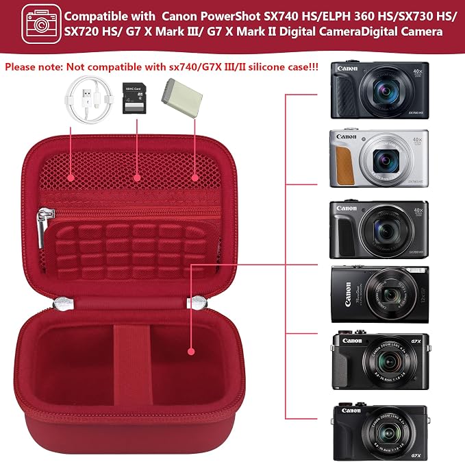 Hard Carrying Case for Canon PowerShot SX740 HS/ELPH 360 HS/ SX730 HS/ SX720 - Image 2