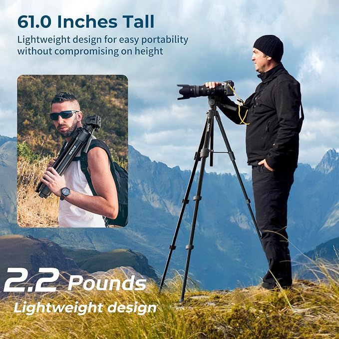 Camera Tripod 61" Lightweight Auminum Tripod - Image 5