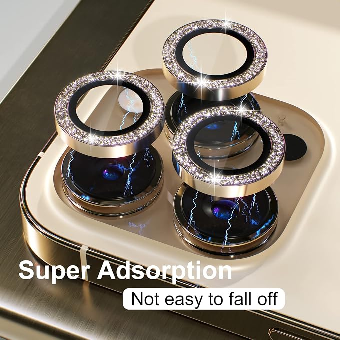 Misea for iPhone 14 Pro/iPhone 14 Pro Max Camera Lens Protector Bling, 9H - Image 6