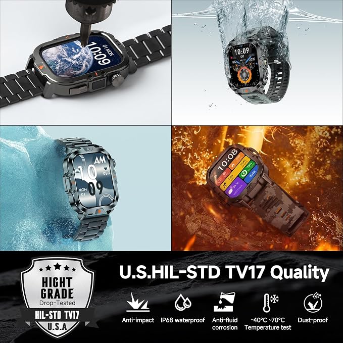Smart Watch for Men Military Answer/Make Call 2.01″ Display 170+ Sports Modes - Image 2