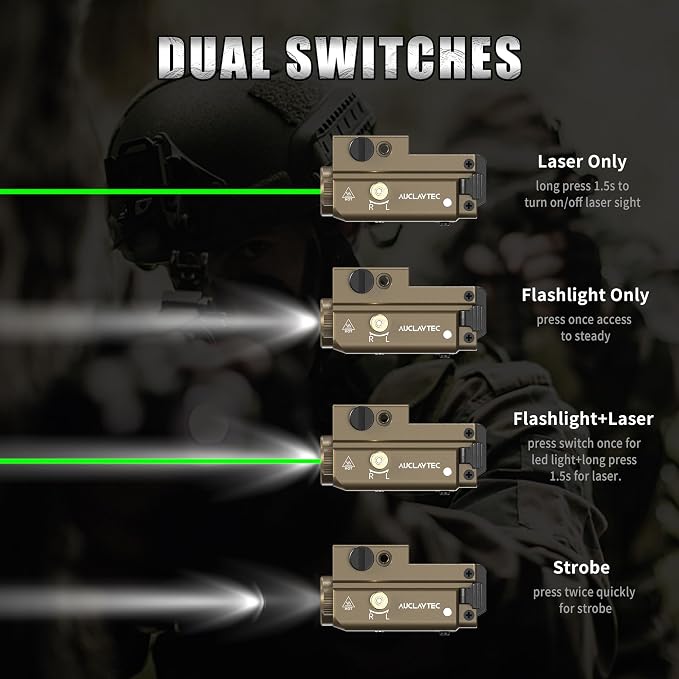 AUCLAYTEC Pistol Flashlight Green Laser Combo 420 Lumens Pistol Light Recharge - Image 4