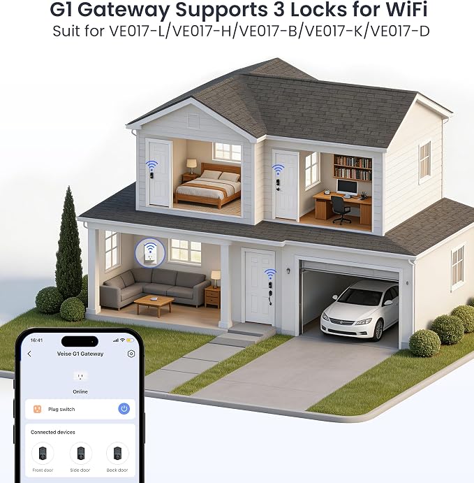 Veise VE017G Wi-Fi Keyless Entry Door Lock, App Remote & Voice Control - Image 9
