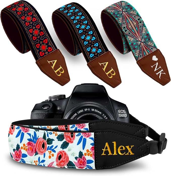 Art Tribute Custom Camera Strap White Flowers by ArtTribute