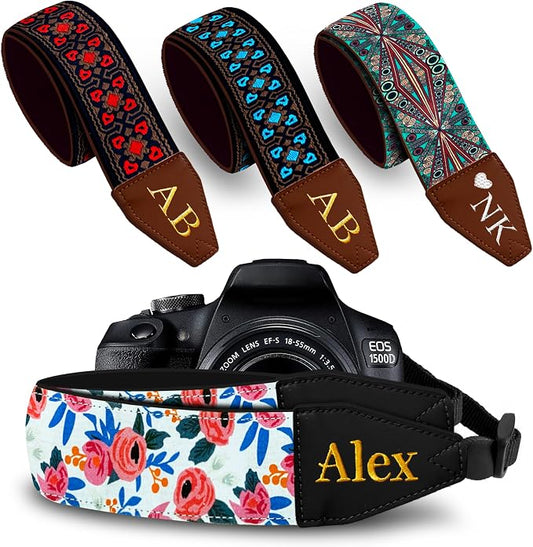 Art Tribute Custom Camera Strap White Flowers by ArtTribute