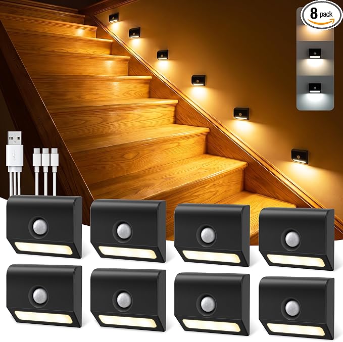 VOLISUN Rechargeable Motion Sensor Stair Lights Indoor, 3 Color Temperature LED by VOLISUN