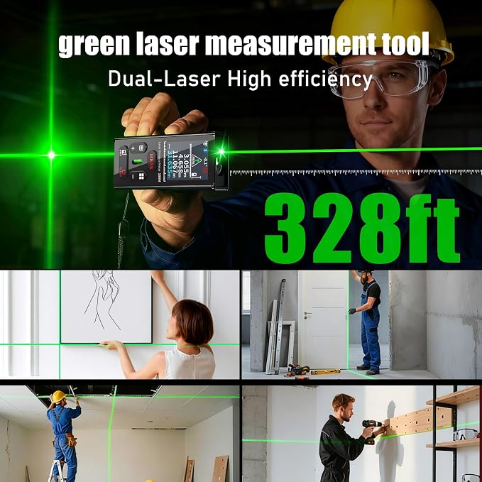 ZC-L387 Laser Measuring Tool 328Ft /100m Dual Green Laser Rangefinder Green - Image 3