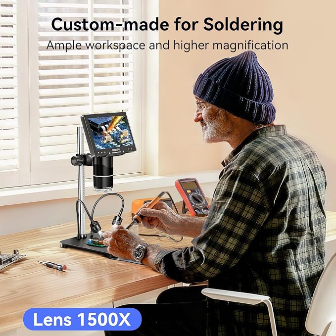 TOMLOV TriL107 3-Lens Digital Microscope: 7" 2500X 2K HD Coin Microscope - Image 5