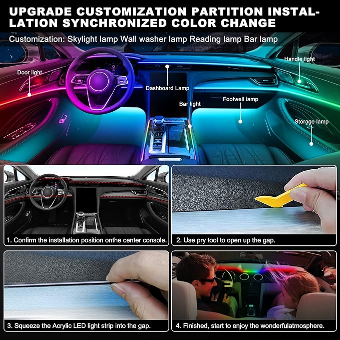 Dreamcolor Acrylic Interior Car LED Strip Light - Image 6