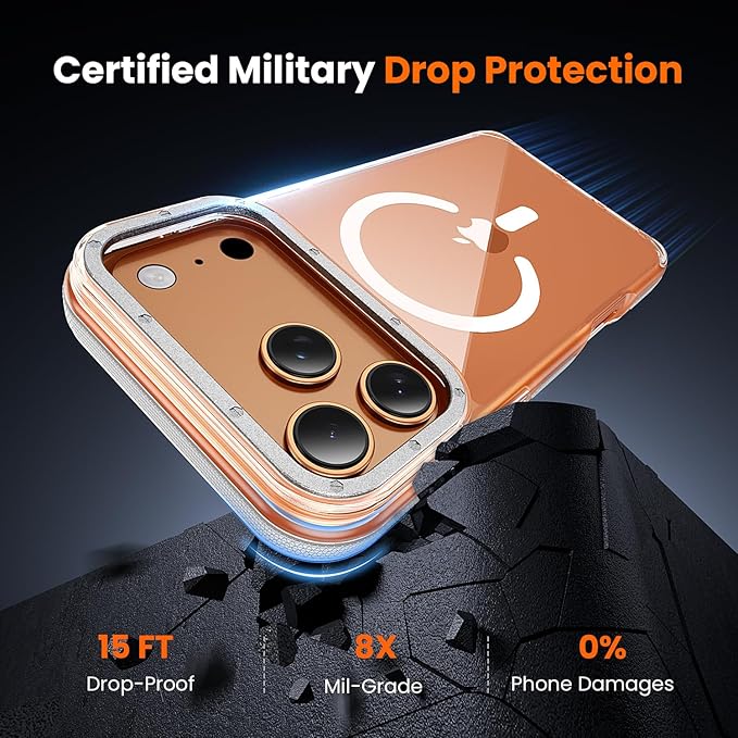 toushion 3 in 1 for iPhone 17 Pro Case Clear Bumper, Fits MagSafe, Shockproof - Image 3
