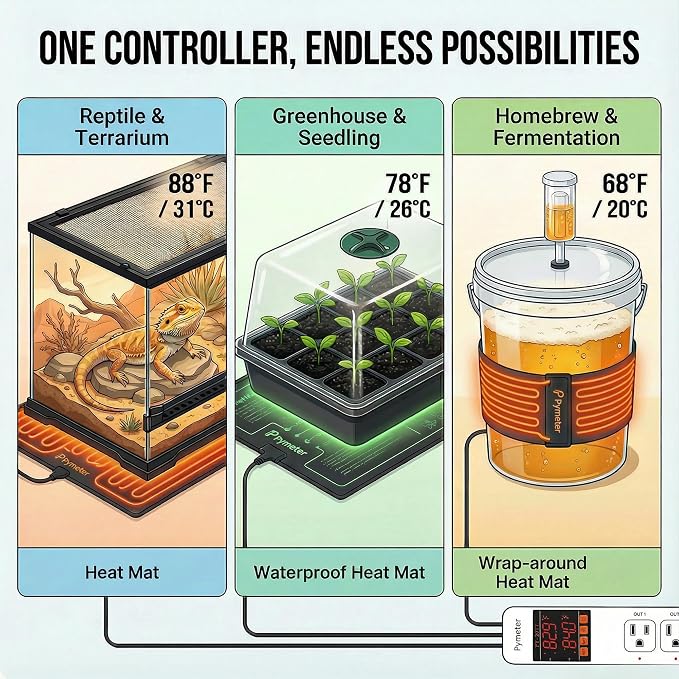 Digital Temperature Controller Dual Probe Reptile Thermostat Controlled Outlet - Image 5