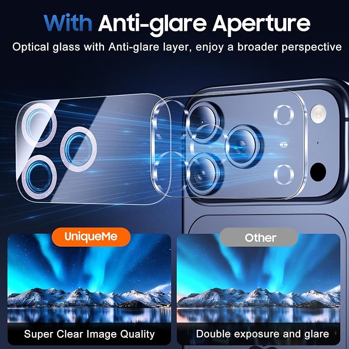 UniqueMe Compatible for 3 Pack iPhone 17 Pro Camera Lens Protector - Image 4