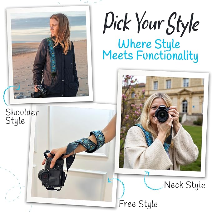 Art Tribute Camera Strap, Vintage Embroidered Neck Shoulder & Crossbody Camera - Image 6