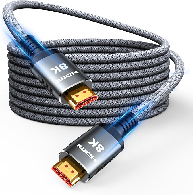 Snowkids 8K HDMI Cable 25 FT Grey, 48Gbps Ultra High-Speed HDMI 2.1 Cables Cord by Snowkids