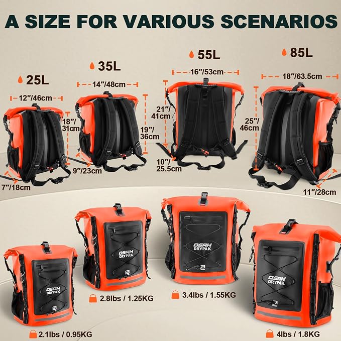OSAH DRYPAK Waterproof Backpack Dry Bag 35L/55L/85L – Heavy Duty Roll-Top - Image 2