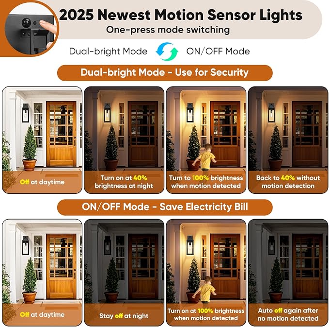 BesLowe 16” Upgraded Motion Sensor Outdoor Wall Lights, Dusk to Dawn Porch - Image 3