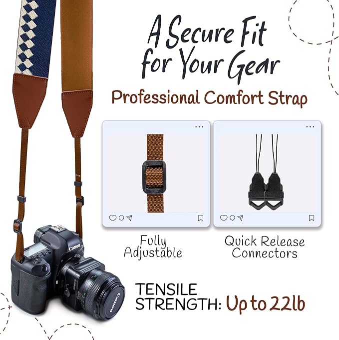 Art Tribute Camera Strap For Photographers Padded Universal Fit Neck Shoulder & - Image 4